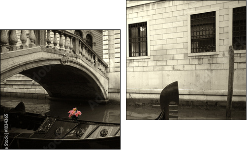 pink flowers and gondola - Two-piece canvas print, Diptych