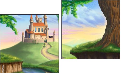 Fantasy castle - Two-piece canvas print, Diptych