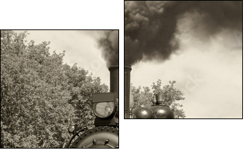 Old locomotive sepia - Two-piece canvas print, Diptych
