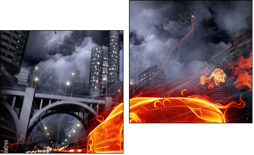 Fire car - Two-piece canvas print, Diptych