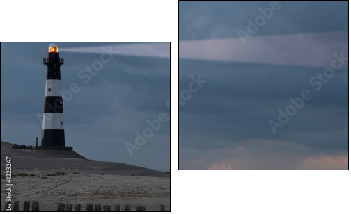 lighthouse in the dusk - Two-piece canvas print, Diptych