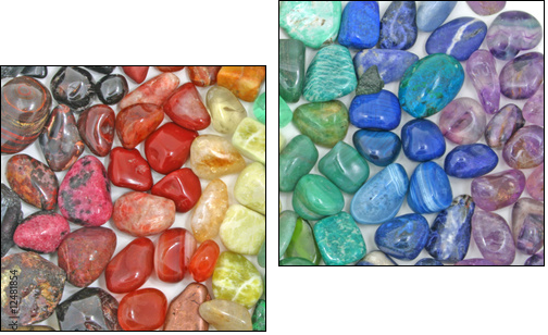 Crystal tumbled chakra stones - Two-piece canvas print, Diptych