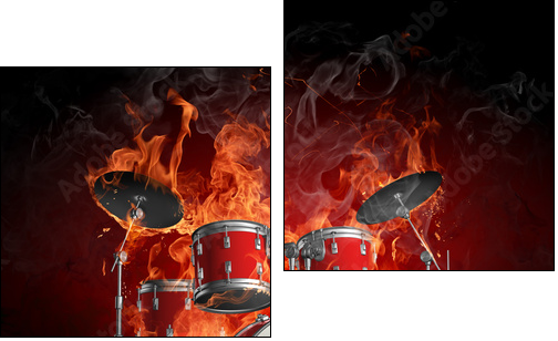 Drums in fire - Two-piece canvas print, Diptych