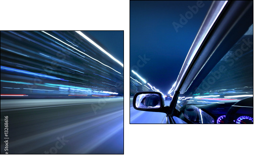 night car drive - Two-piece canvas print, Diptych