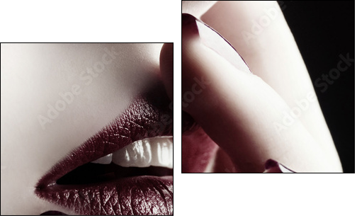 Close-up of lips and nails - Two-piece canvas print, Diptych