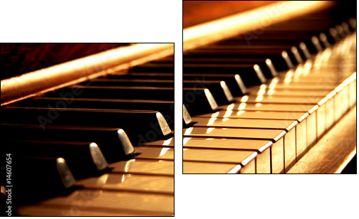 Golden Piano Keys - Two-piece canvas print, Diptych