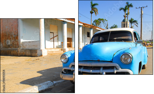 oldtimer car in cuba - Two-piece canvas print, Diptych
