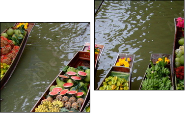 floating market in bangkok - Two-piece canvas print, Diptych