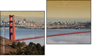 photo of the golden gate bridge at evening - Two-piece canvas print, Diptych