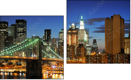 New york Manhattan bridge after sunset - Two-piece canvas print, Diptych