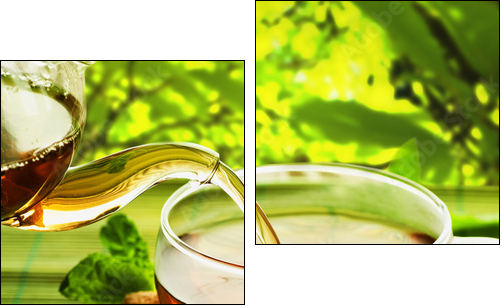 Pouring Healthy Tea - Two-piece canvas print, Diptych