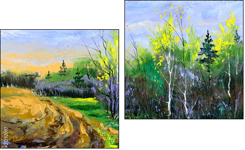Edge of wood in the spring - Two-piece canvas print, Diptych