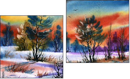 water colour landscape - Two-piece canvas print, Diptych