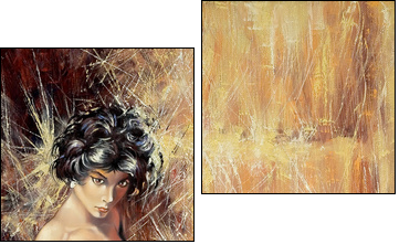 The girl sitting on a floor - Two-piece canvas print, Diptych