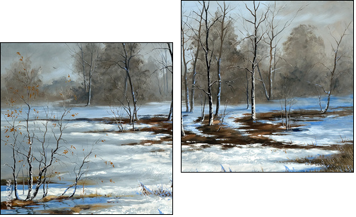 Bog cloudy, winter day - Two-piece canvas print, Diptych