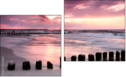 Calmness.Beautiful sunset at Baltic sea. - Two-piece canvas print, Diptych