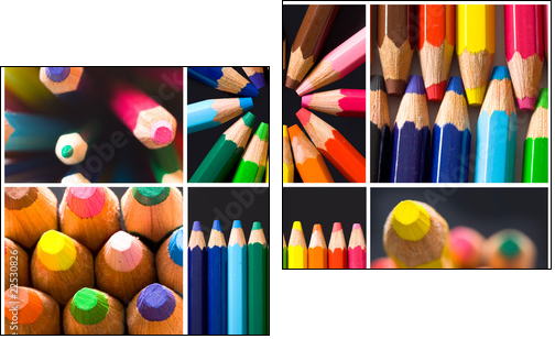 collage of colorful pencils - Two-piece canvas print, Diptych