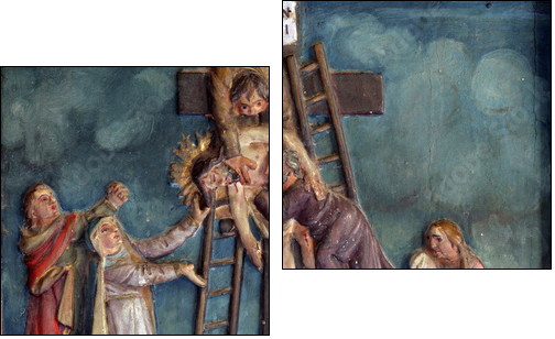 Jesus' body is removed from the cross - Two-piece canvas print, Diptych