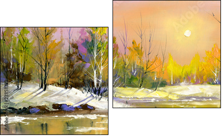 The wood river on a decline - Two-piece canvas print, Diptych