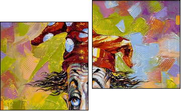 Portrait of the clown in a cap - Two-piece canvas print, Diptych