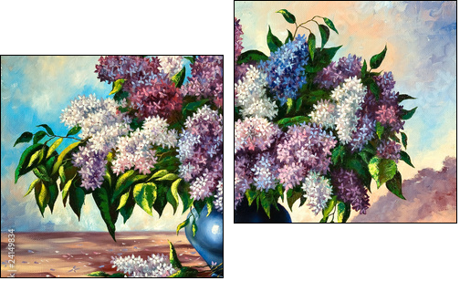 Lilac bouquet in a vase - Two-piece canvas print, Diptych