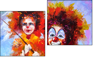 Two clowns on fishing - Two-piece canvas print, Diptych
