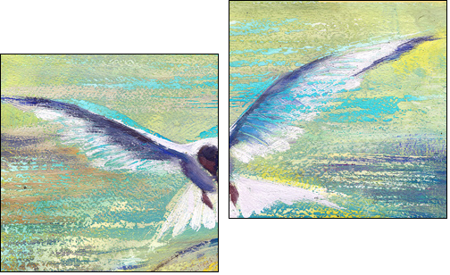 Flying seagull - Two-piece canvas print, Diptych