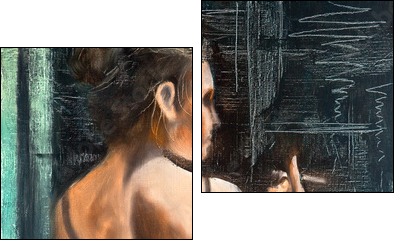 Portrait of the woman with a cigarette - Two-piece canvas print, Diptych