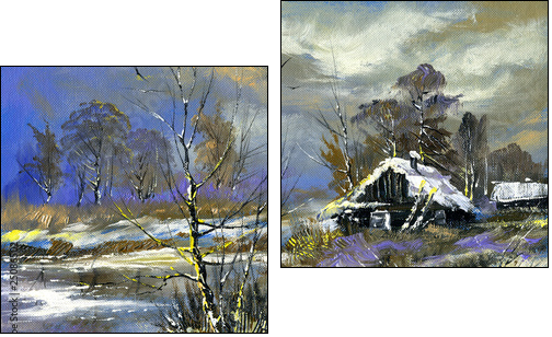 Winter landscape - Two-piece canvas print, Diptych