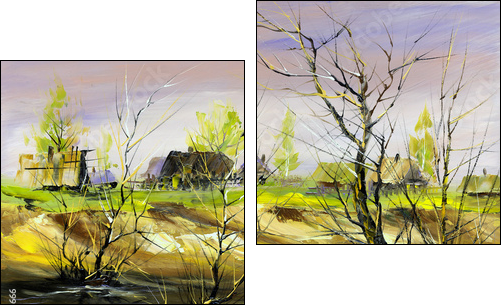 Winter landscape - Two-piece canvas print, Diptych