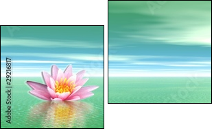 Lily flower in green ocean - Two-piece canvas print, Diptych