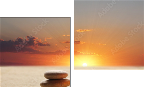 stack of stones and candle light - Two-piece canvas print, Diptych