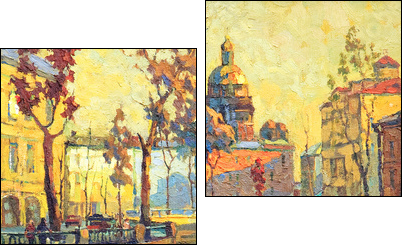 Kind on old streets of St.-Petersburg - Two-piece canvas print, Diptych