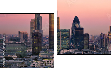 City of London at twilight - Two-piece canvas print, Diptych