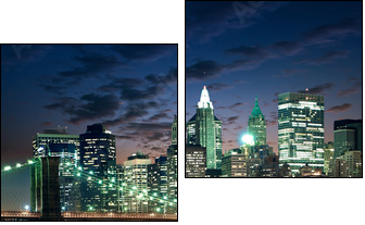Amazing New York cityscape - taken after sunset - Two-piece canvas print, Diptych