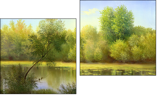 Wood lake - Two-piece canvas print, Diptych