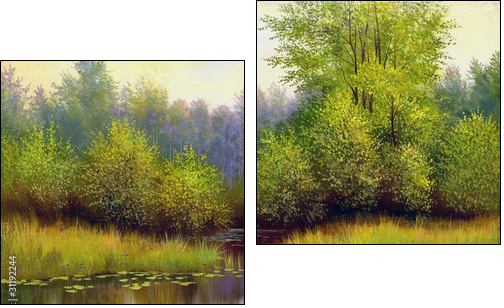 Wood lake - Two-piece canvas print, Diptych
