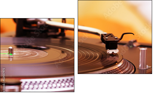 Turntable playing vinyl record - Two-piece canvas print, Diptych