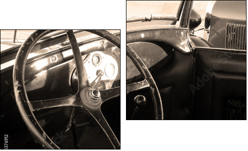 vintage car interior - Two-piece canvas print, Diptych