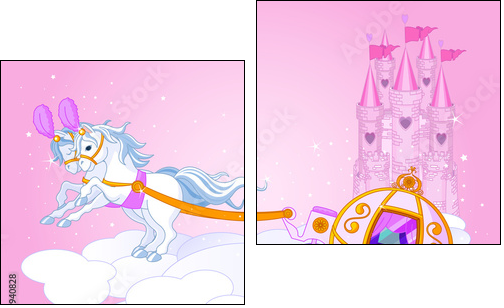 Sky carriage illustration - Two-piece canvas print, Diptych