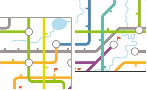 Subway map texture - Two-piece canvas print, Diptych