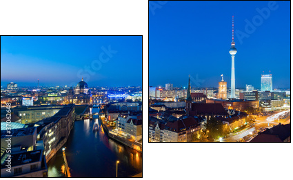 Berlin panorama at night - Two-piece canvas print, Diptych