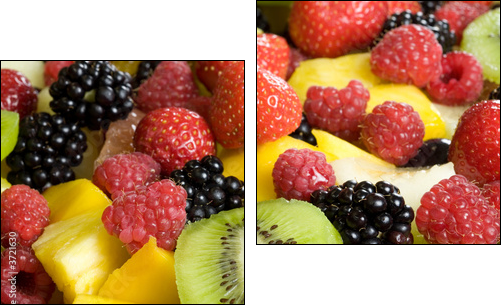 Delicious fruit salad served in a bowl - Two-piece canvas print, Diptych