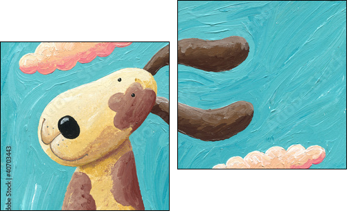 Cute dog in the wind - Two-piece canvas print, Diptych