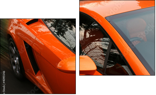 side of orange supercar - Two-piece canvas print, Diptych