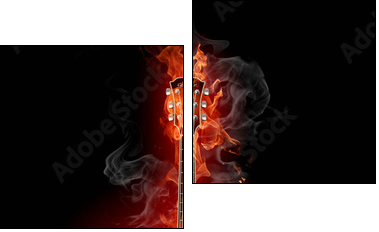 Burning guitar - Two-piece canvas print, Diptych