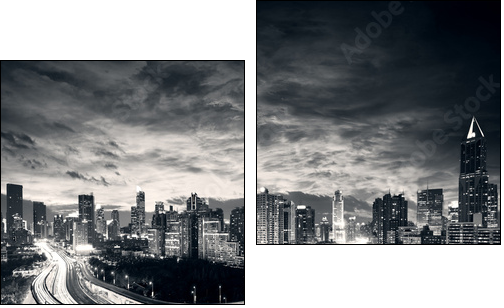 Shanghai City at sunset with light trails - Two-piece canvas print, Diptych