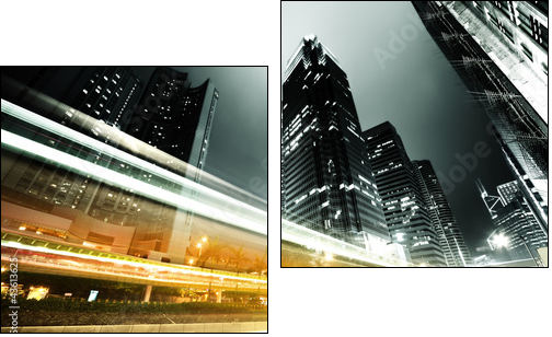 traffic in Hong Kong at night - Two-piece canvas print, Diptych