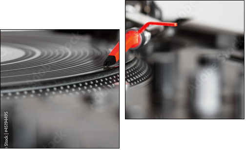 Turntable playing vinyl record - Two-piece canvas print, Diptych