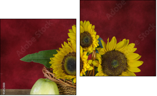 Still life with sunflowers and apples - Two-piece canvas print, Diptych